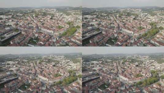 世界遗产城市吉马良斯图拉尔广场的宽无人机镜头高清在线视频素材下载
