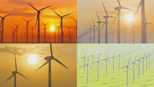 草原风力发电-风车转动高清在线视频素材下载