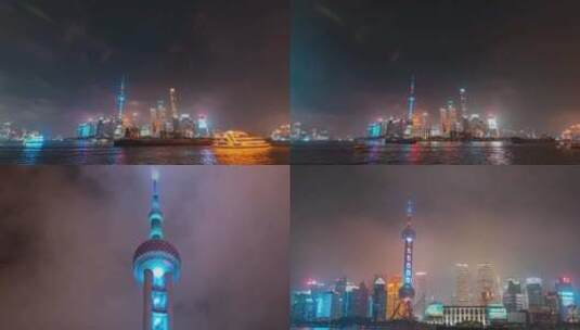上海陆家嘴东方明珠夜景高清在线视频素材下载