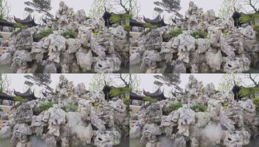 传统中式园林假山太湖石高清在线视频素材下载