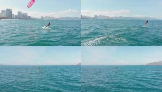 滑翔伞冲浪的男子高清在线视频素材下载