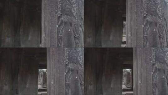 4k实拍吴哥窟古建筑门墙高清在线视频素材下载