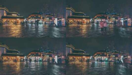 南京老门东夜景人流延时摄影高清在线视频素材下载