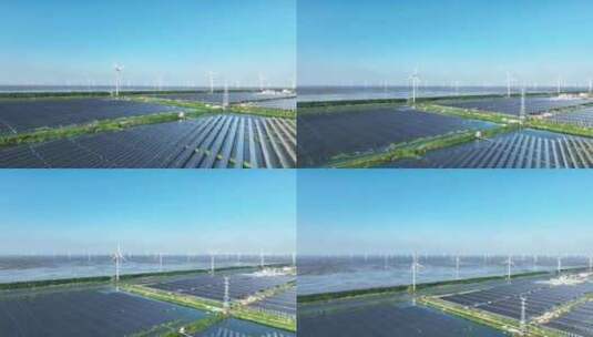 风力发电场和太阳能光伏发电站航拍高清在线视频素材下载