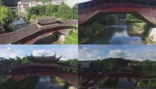 浙江温州泰顺县溪东桥航拍高清在线视频素材下载