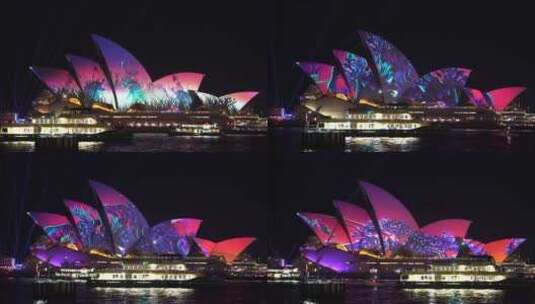 悉尼歌剧院夜景 悉尼城市夜景高清在线视频素材下载