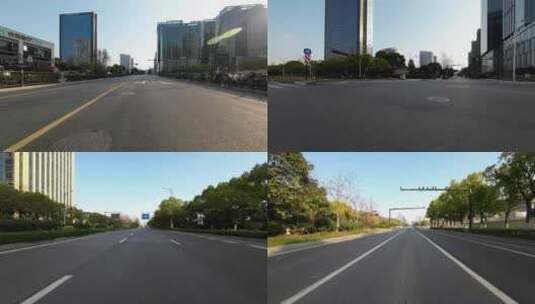 开车行驶在城市街道第一视角高清在线视频素材下载