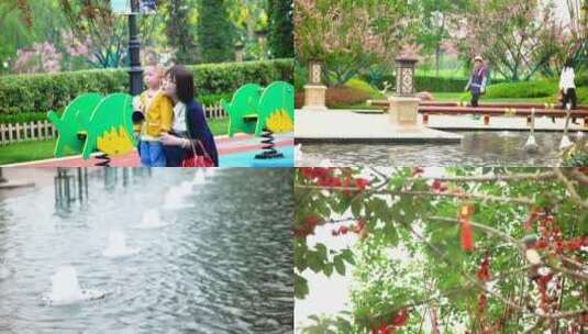 房地产 小区环境 喷泉 树木绿化 社区高清在线视频素材下载