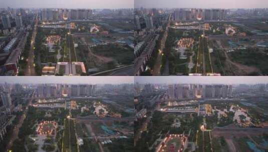 河南洛阳城市夜景交通航拍高清在线视频素材下载