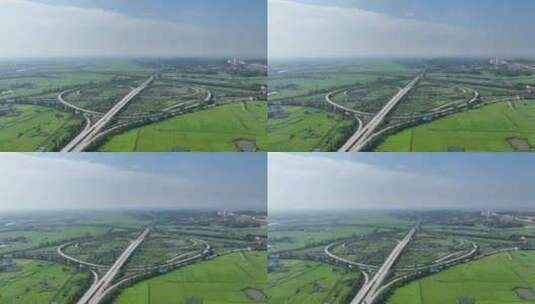 湖北黄梅县高速公路互通立交航拍视频高清在线视频素材下载