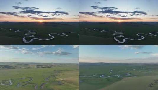 呼伦贝尔草原莫日格勒河风光合集高清在线视频素材下载