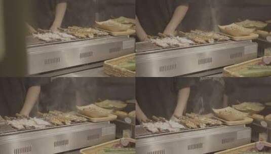 烧烤摊烤肉串高清在线视频素材下载