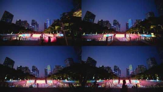 广州珠江新城花城广场夜景地下商场高清在线视频素材下载