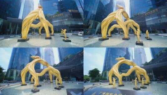广州珠江新城高德置地广场雕塑 商务区高清在线视频素材下载