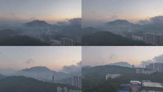 深圳清晨日出航拍高清在线视频素材下载