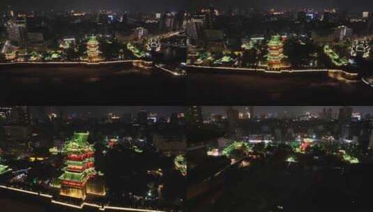 南昌滕王阁夜景航拍高清在线视频素材下载
