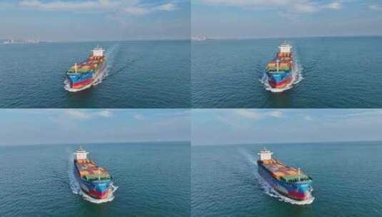 轮船航拍集装箱船航拍高清在线视频素材下载