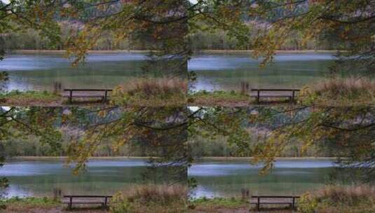 秋天湖边的躺椅 唯美空镜高清在线视频素材下载