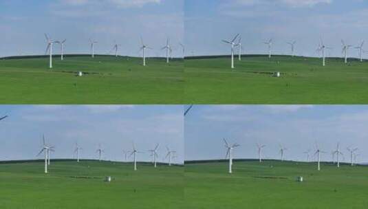 4k航拍草原风车风力发电绿色能源高清在线视频素材下载
