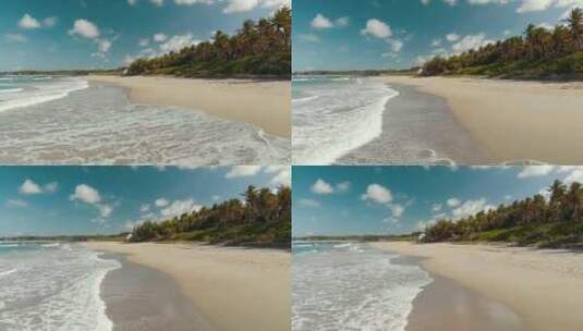 热带海浪海滩棕榈树高清在线视频素材下载