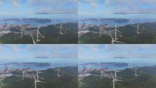 风电 风车 日出 海岛风力发电 海上新能源高清在线视频素材下载