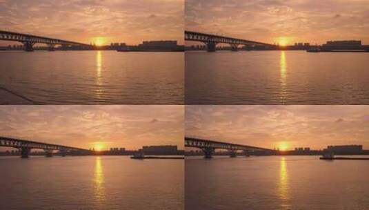 南京长江大桥晚霞夜景航拍风光高清在线视频素材下载