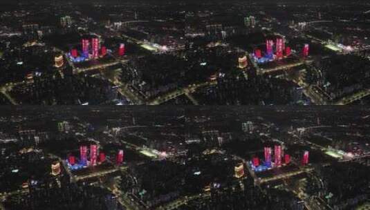航拍广东江门蓬江区城市大景高清在线视频素材下载