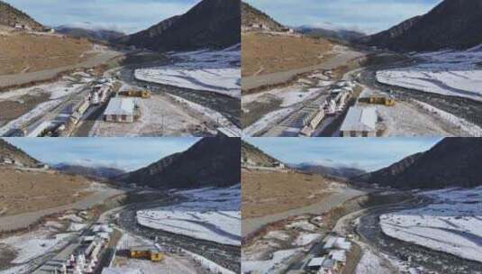 川西航拍雪后的上城子村雪景田园风光高清在线视频素材下载