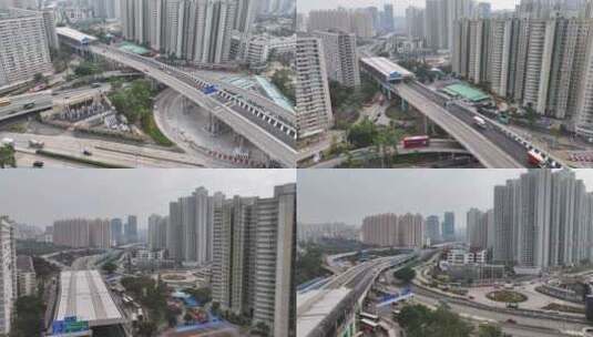 香港观塘绕道航拍高清在线视频素材下载