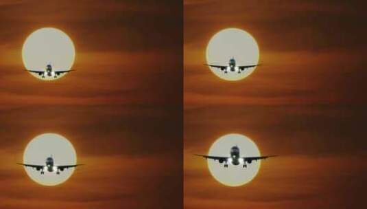 飞机 飞机落日 黄昏飞机飞行高清在线视频素材下载