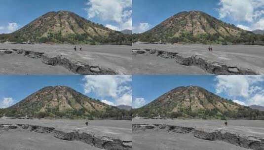 印尼爪哇岛布罗莫火山口航拍自然风光高清在线视频素材下载