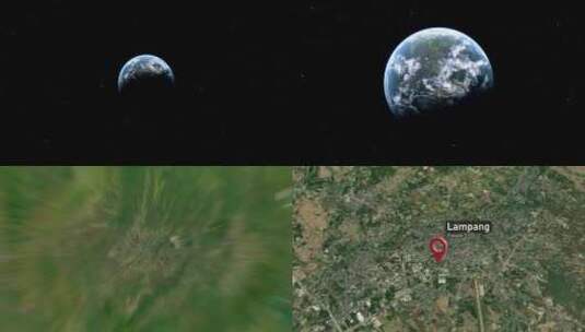 南邦市地图从太空到地球放大（泰国）高清在线视频素材下载