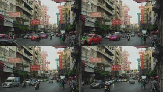 曼谷唐人街，繁忙的街道高清在线视频素材下载