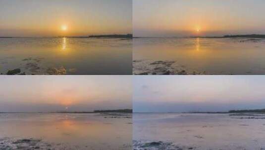 广东湛江海边滩涂退潮日落延时高清在线视频素材下载