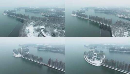 武汉东湖风景区雪景风光高清在线视频素材下载