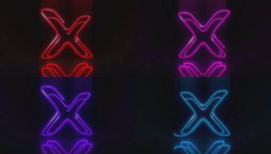 彩色霓虹灯字母X循环动画。高清在线视频素材下载