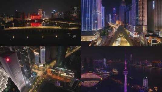最新武汉夜景航拍高清在线视频素材下载