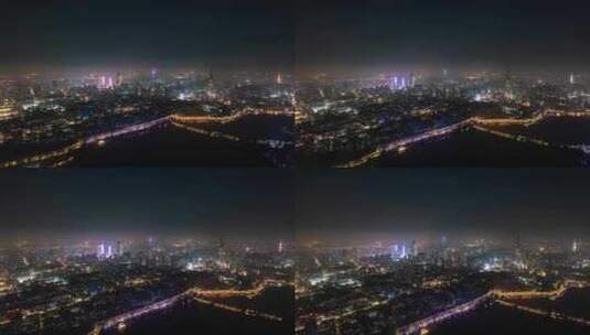 南京_城市建筑群夜景航拍003高清在线视频素材下载
