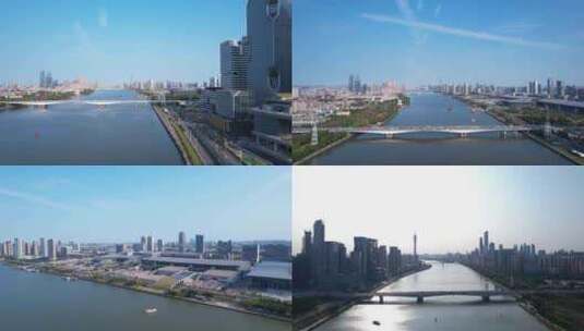 广州珠江海珠琶洲航拍合集高清在线视频素材下载