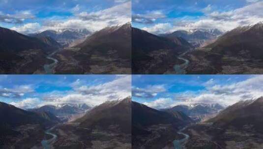 4K航拍西藏雅鲁藏布江大峡谷1高清在线视频素材下载