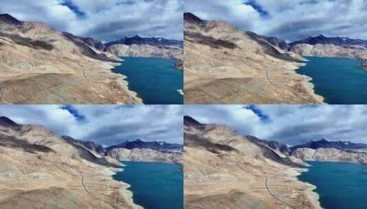 新疆塔县班迪尔湖下板地水库航拍高清在线视频素材下载