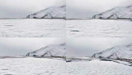 新疆南疆风光喀湖下雪航拍高清在线视频素材下载