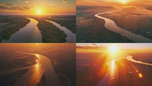 河流 夕阳 黄河1高清在线视频素材下载