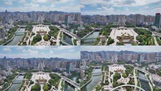 贵州贵阳筑城广场航拍高清在线视频素材下载