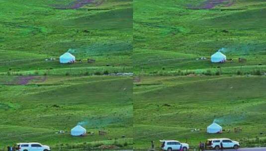 新疆喀拉峻人体草原HDR航拍高清在线视频素材下载