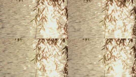 阳光透过柳条金色湖水星芒唯美沉浸式意境高清在线视频素材下载