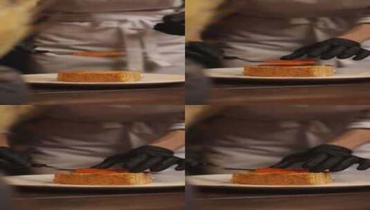 糕点师在餐厅准备美味的甜点高清在线视频素材下载