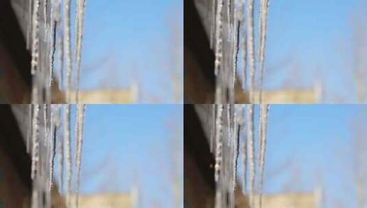 春天融化冰柱高清在线视频素材下载