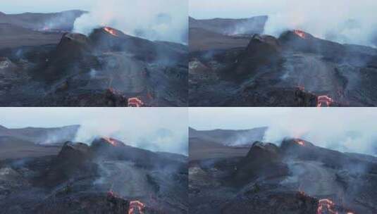 冰岛活火山，危险气体从地球升起高清在线视频素材下载