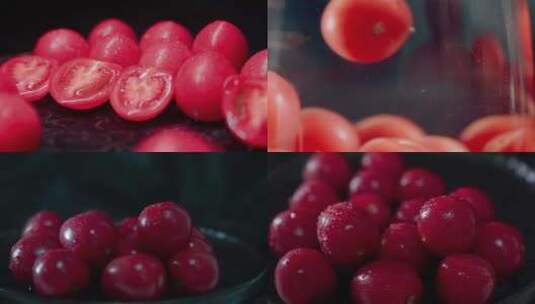 小番茄西红柿蔬菜农产品暗房实拍高清在线视频素材下载